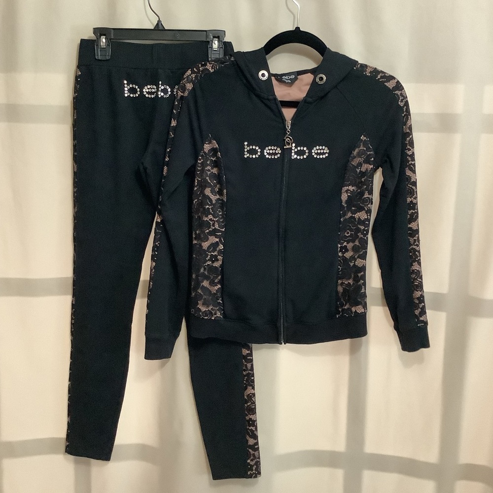 Bebe lace insert hoodie and leggings set